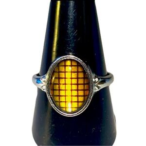 New Handmade Native Sterling Silver Bohemian Minimalist Caged Tiger Eye Ring